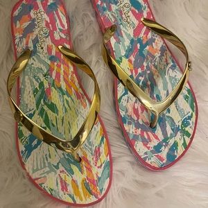 Lily Pulitzer Sandals Pink w/Gold Straps
